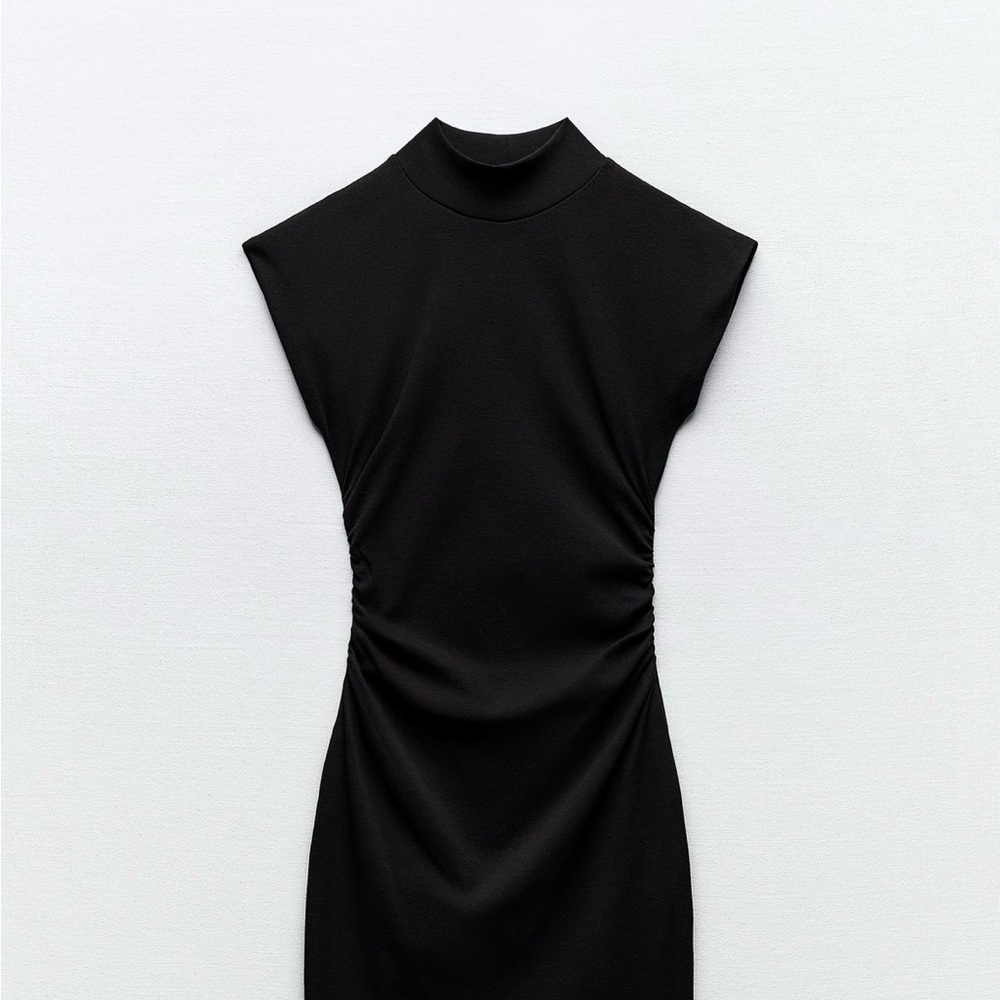 Zara Black Ruched Sheath Mini Dress